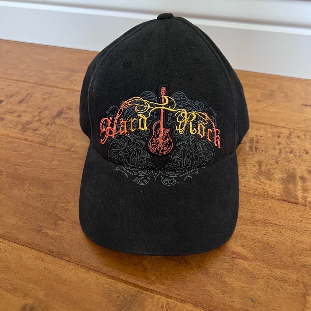 Hard Rock Cafe Black Cap with Orange and Yellow Embroidery
